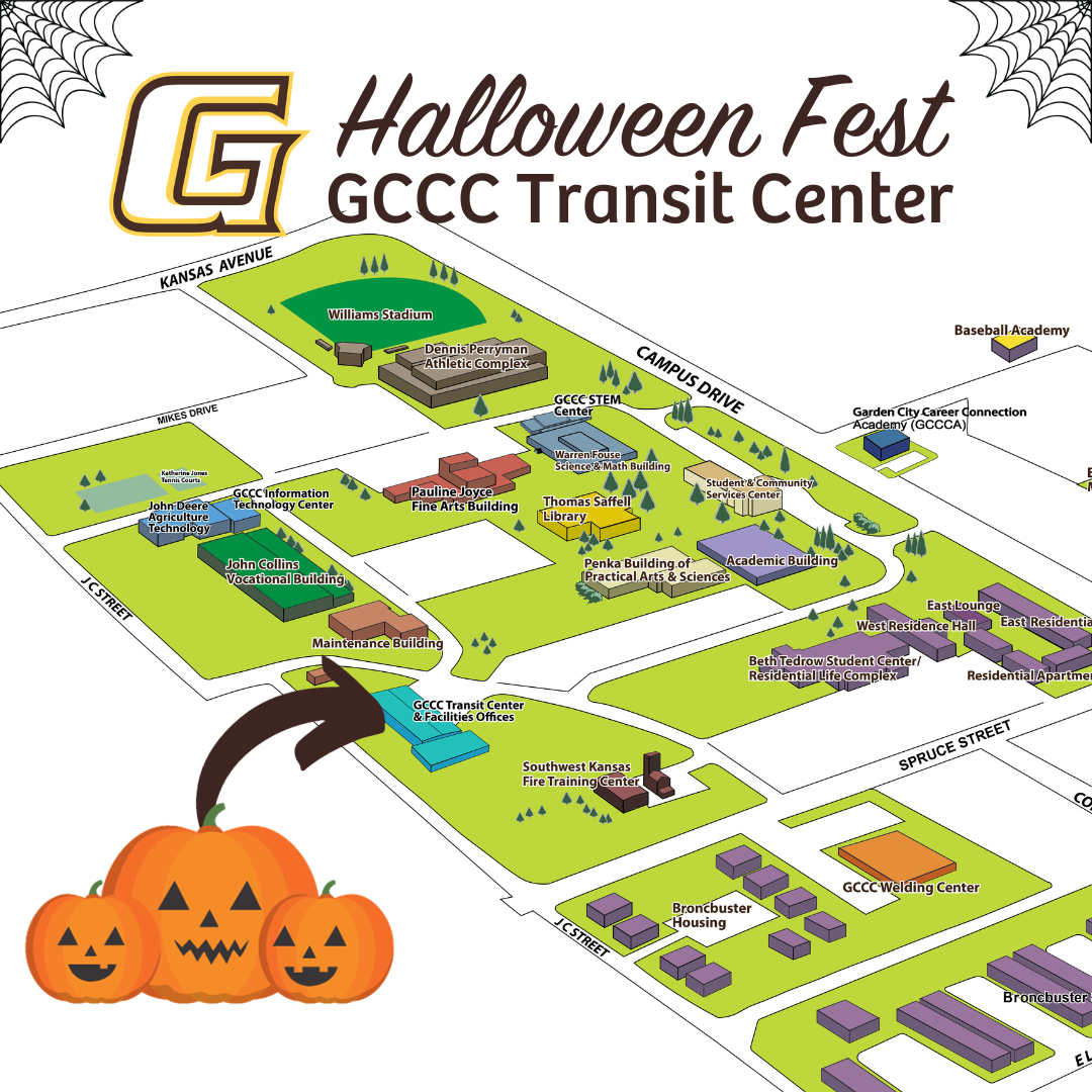  GCCC's Student Government Association (SGA) will host a fun-filled night of Halloween activities on Friday, October 27th from 6 PM to 9 PM. The event is open to the community and will be hosted in the college's Transit Center/Transportation Building. Admission is free, and donations to SGA for the chili, cinnamon rolls, and hot chocolate will be accepted. Activities for all ages will take place, including face painting, games, hair tinseling & temporary color, food, candy, and more! 