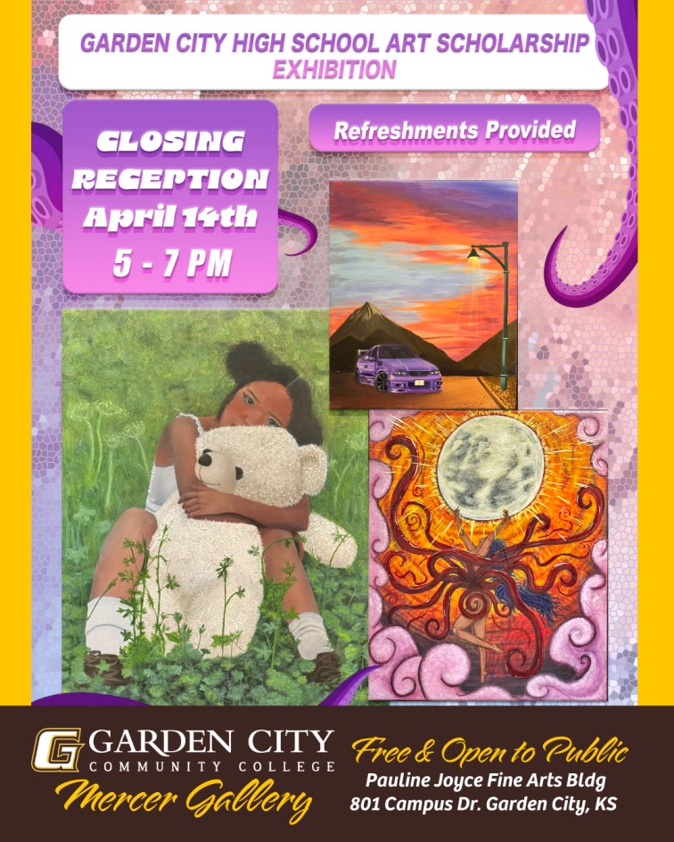 The GCHS Art Scholarship Exhibition remains open to the public for a limited time, with viewing hours as follows: • Friday, April 11 – 9 a.m. to 9 p.m. • Monday, April 14 – 9 a.m. to 7 p.m.  A closing reception will be held Monday, April 14 from 5 to 7 p.m., 