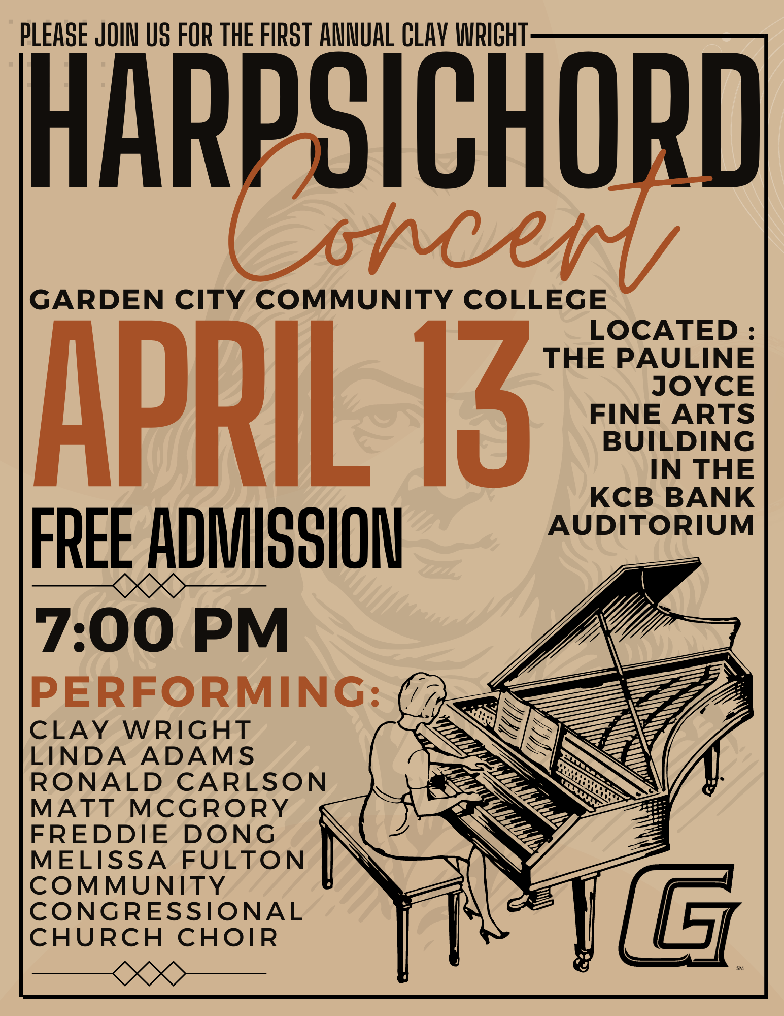 GCCC to Host Harpsichord Concert April 13th