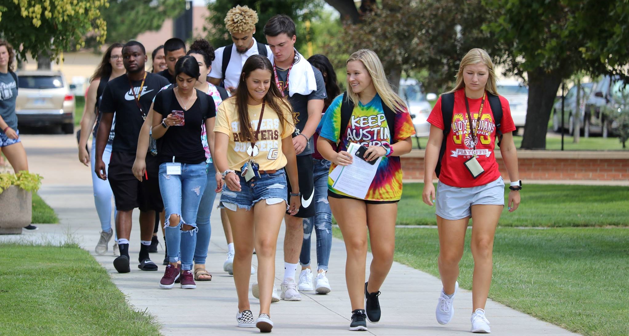 students walking together