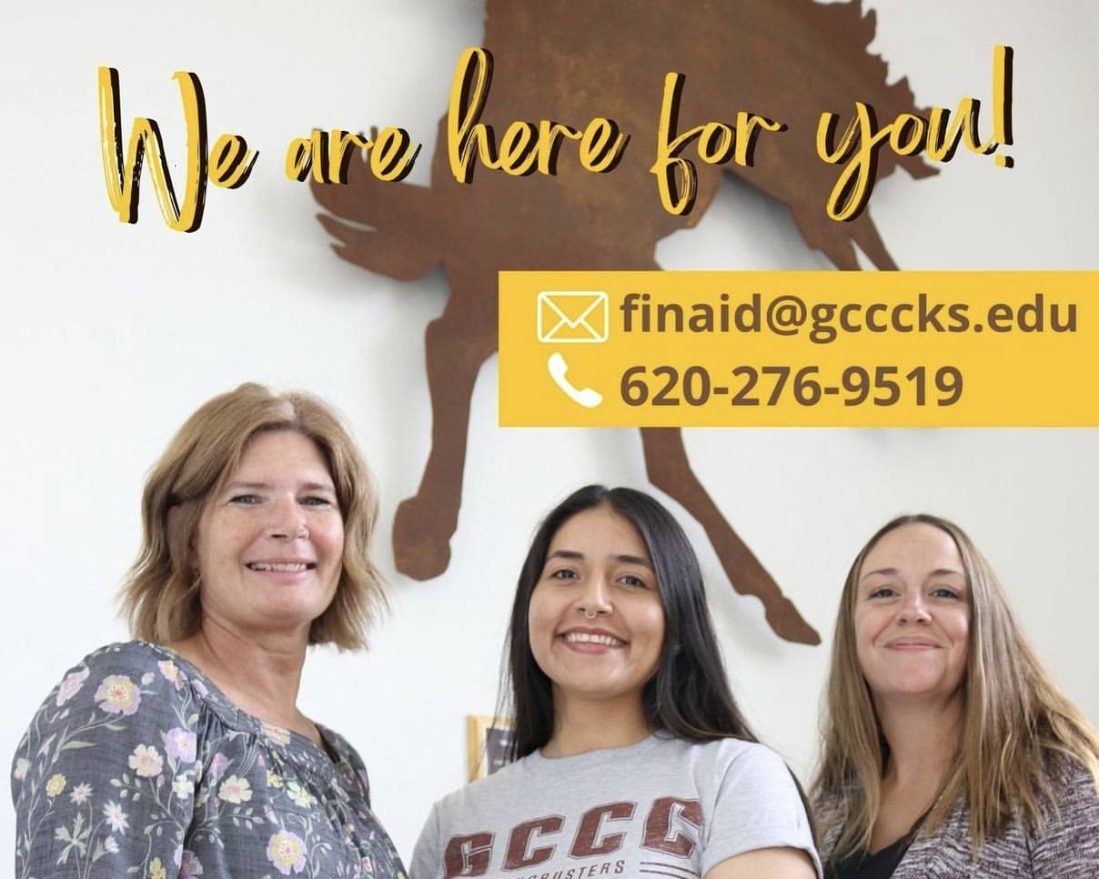 Finacial Aid Staff, contact at finaid@gcccks.edu or 620-276-9519