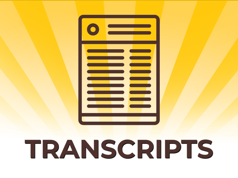 Transcript document icon representing academic records and transcript request services.