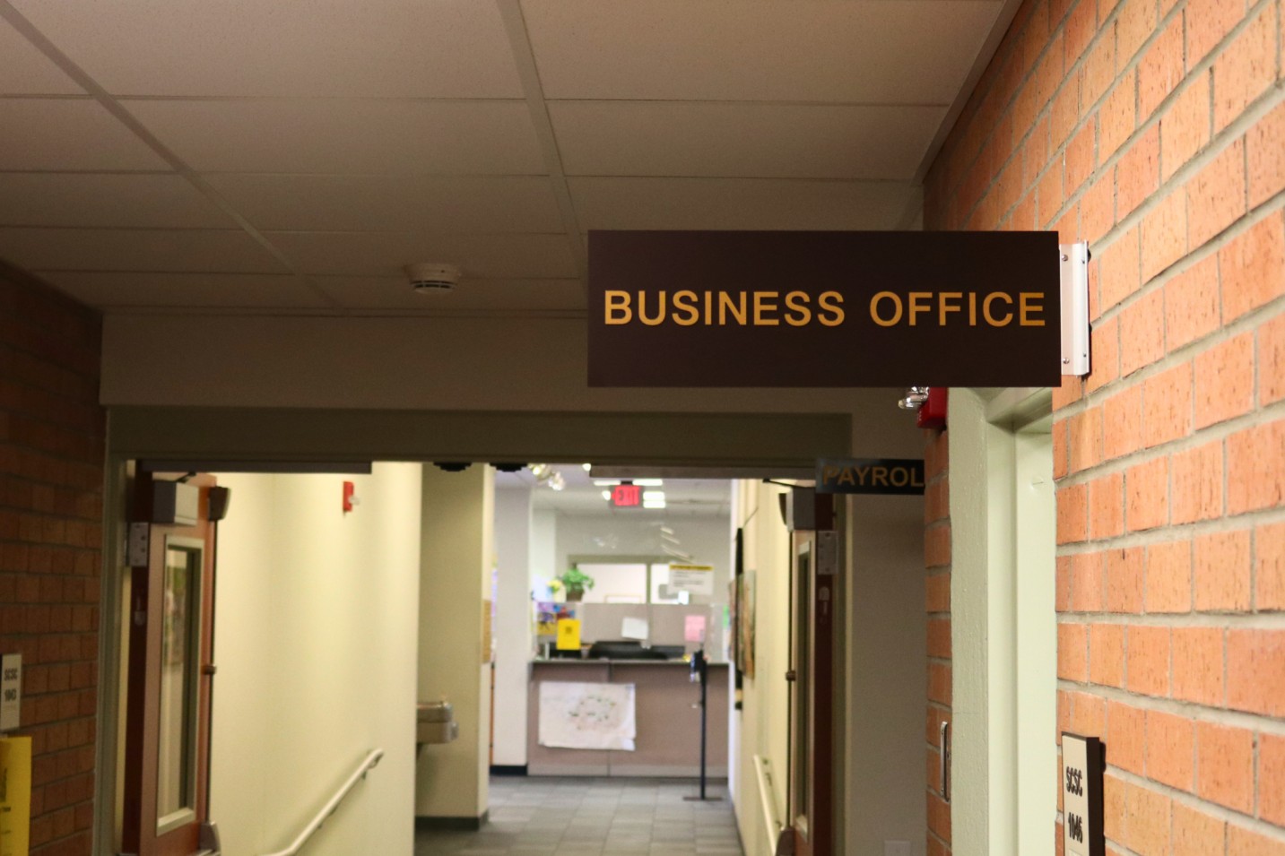 Business Office entrance in the Student and Community Services Center hallway.