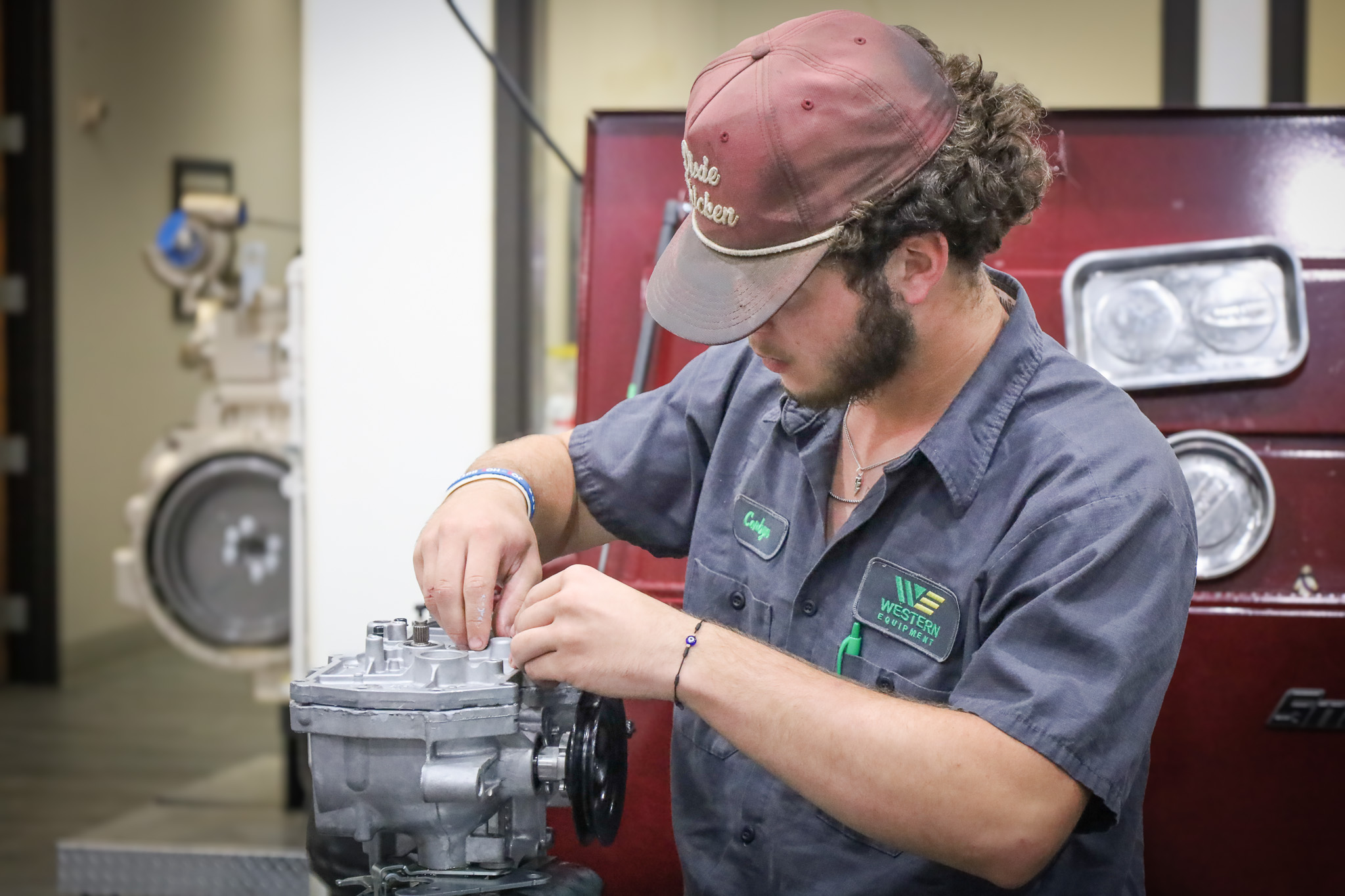 John Deere student working in lab