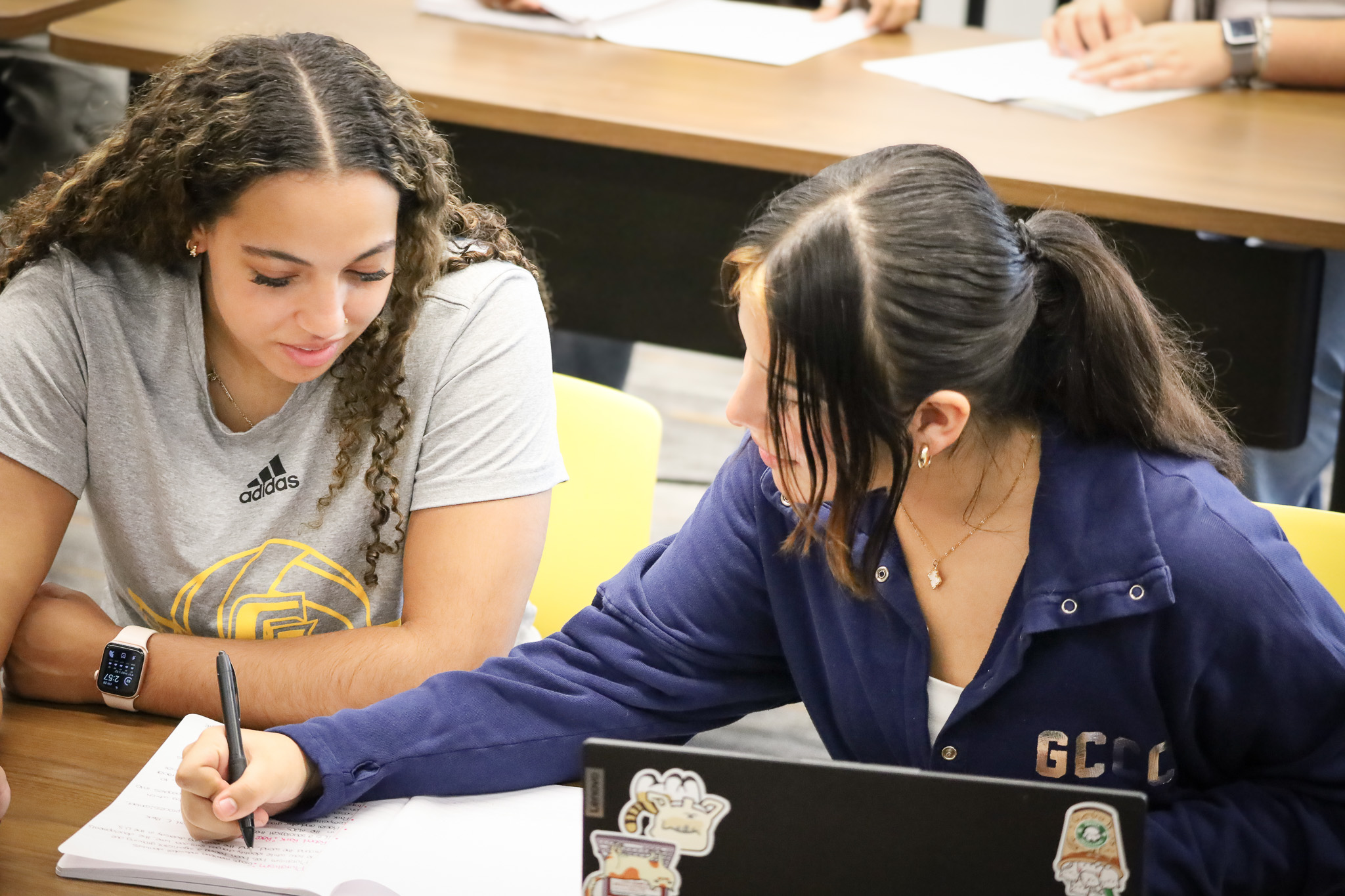 student sitting at desk engaging with tutor